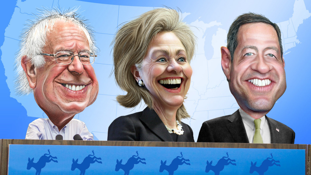 Cartoon of the remaining three Democrat candidates