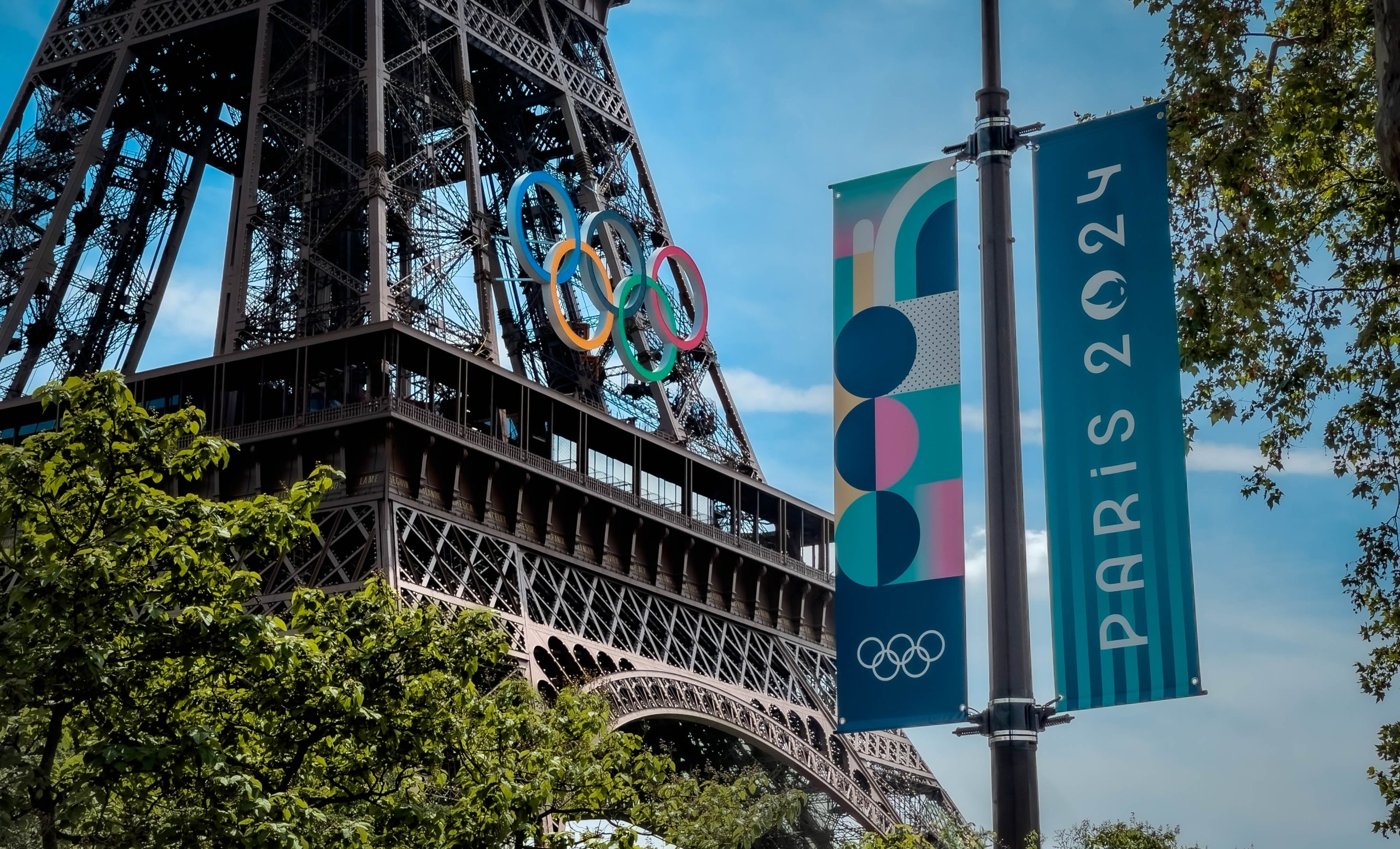 Paris,,France,-,June,8,2024:,The,Olympic,Rings,Installed