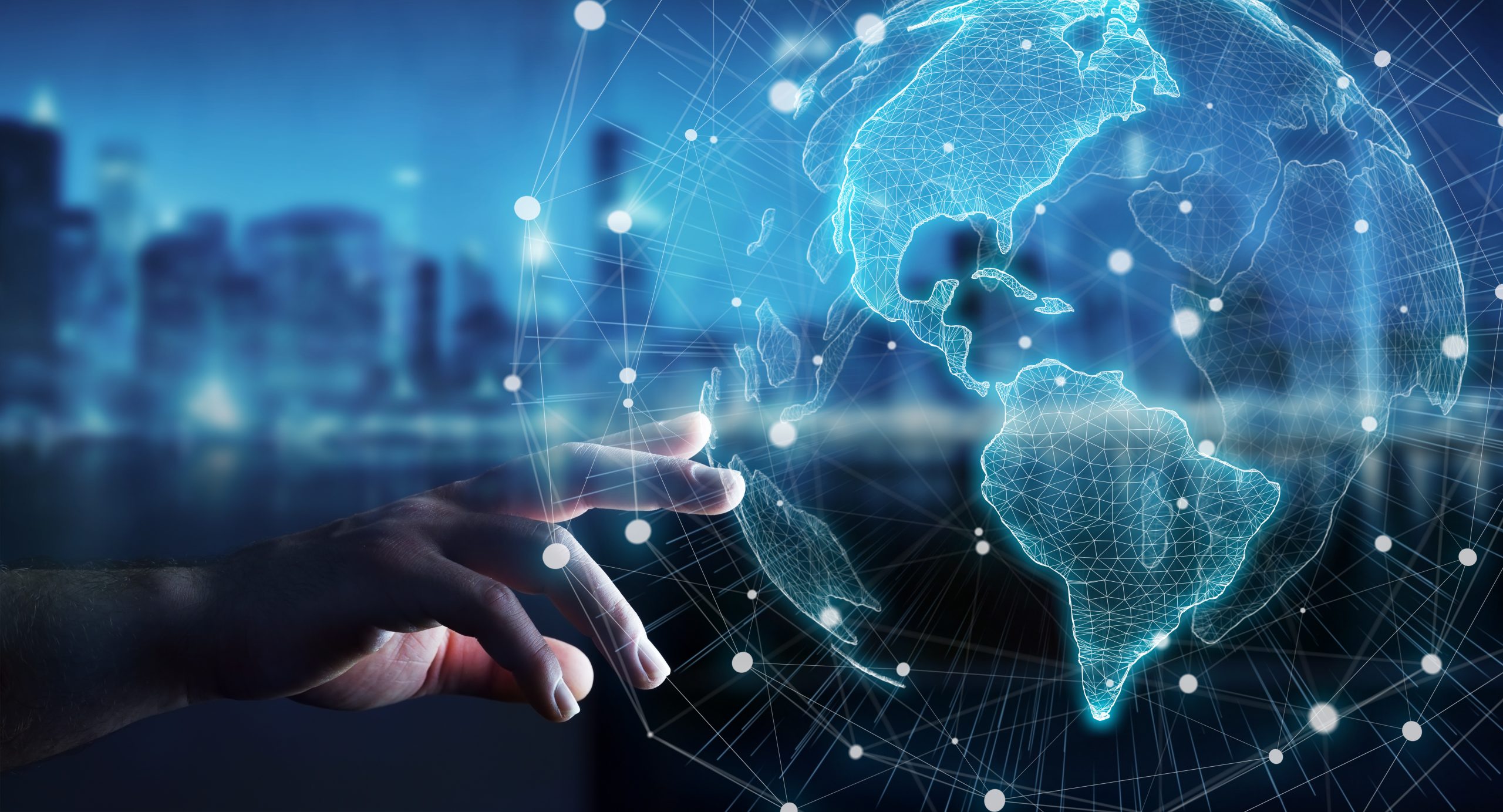 Businesswoman,On,Blurred,Background,Using,Usa,World,Map,Interface,3d